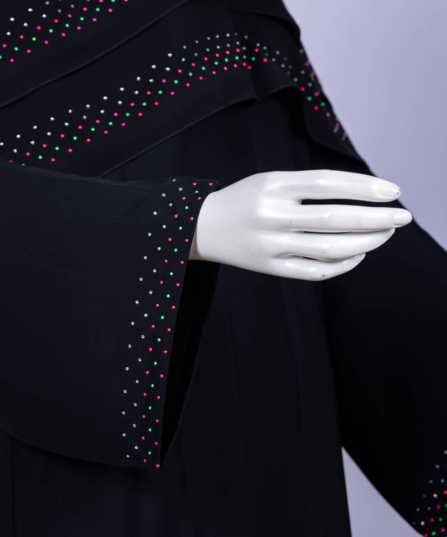 عباية مع طرحة كريستال ملون موديل رقم  3542  (1)