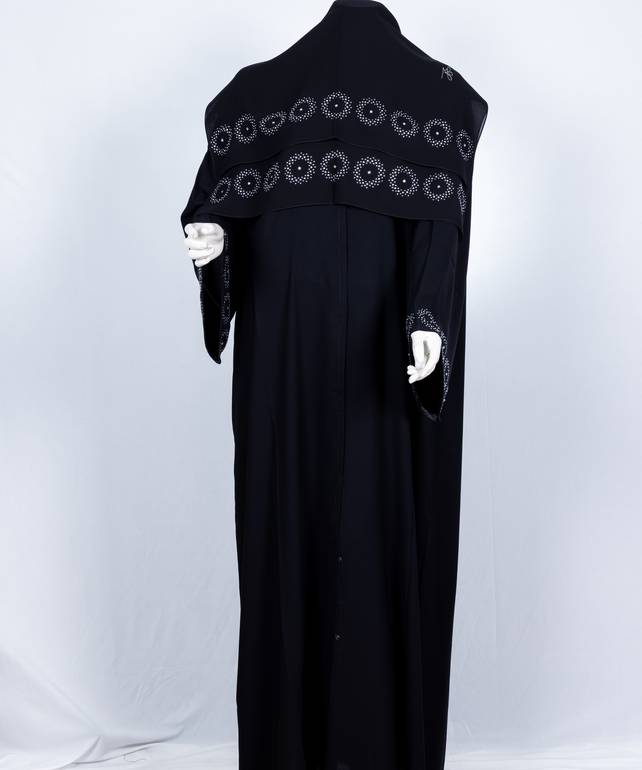  عباية مع طرحة كريستال دوائر موديل رقم 3642 (1)