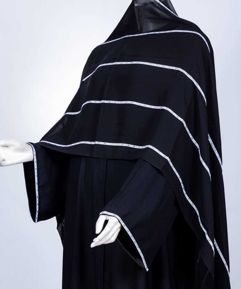 عباية مع طرحة راين ستون موديل رقم  3567 (1)