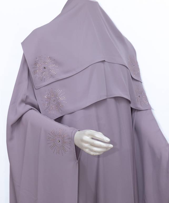 عباية مع طرحة دائرة كريستال موديل رقم 3621  (14)