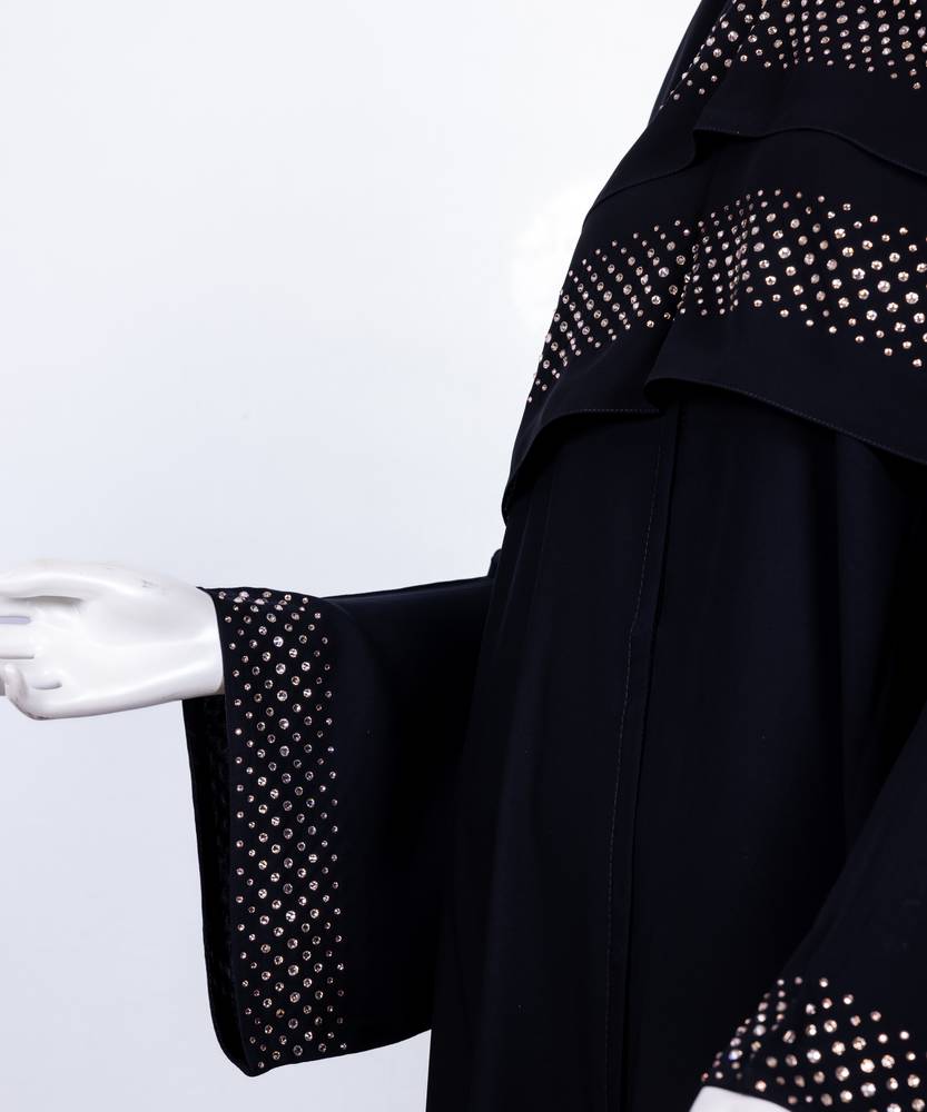 عباية مع طرحة سوداء  كريستال  (10)