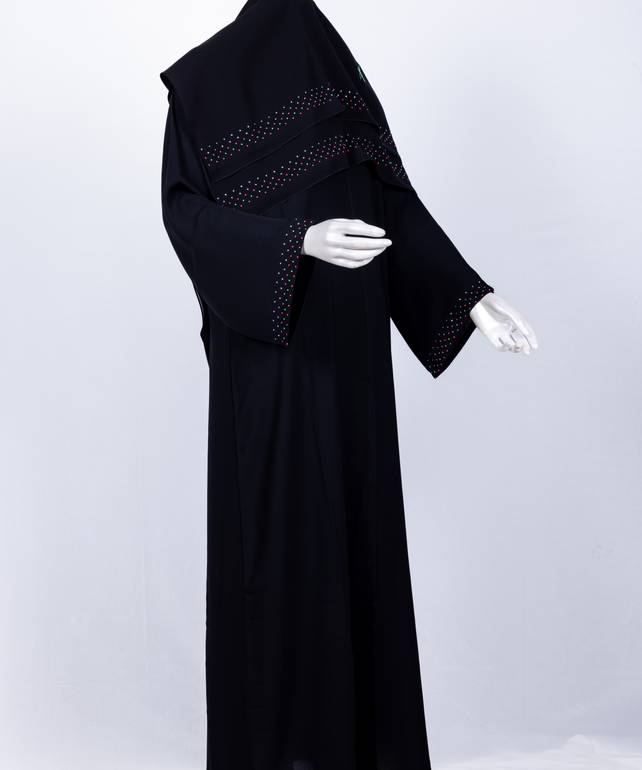عباية مع طرحة كريستال ملون موديل رقم  3542  (1)