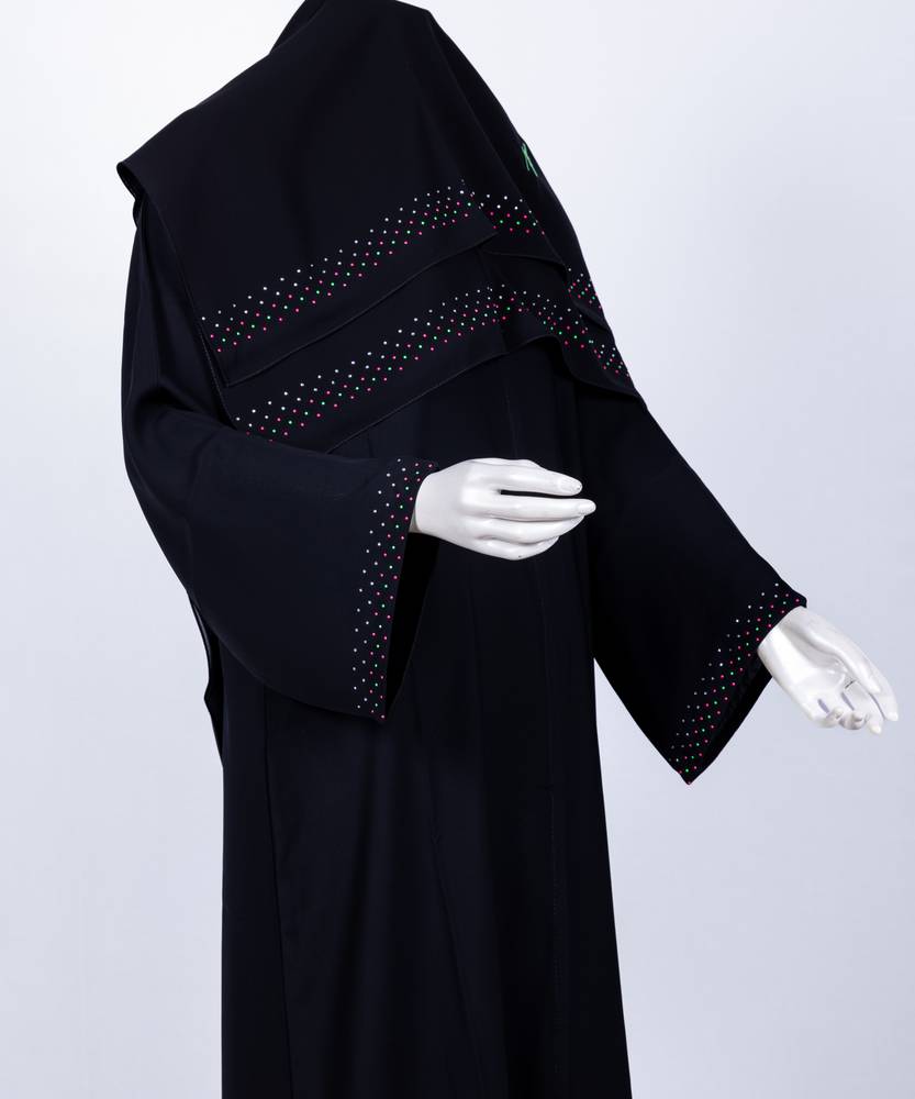 عباية مع طرحة كريستال ملون موديل رقم  3542  (1)