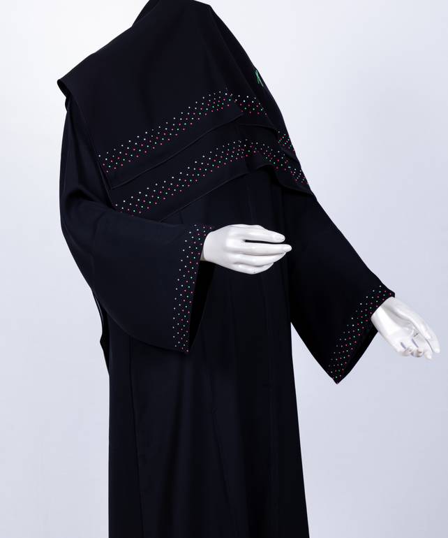 عباية مع طرحة كريستال ملون موديل رقم  3542  (1)