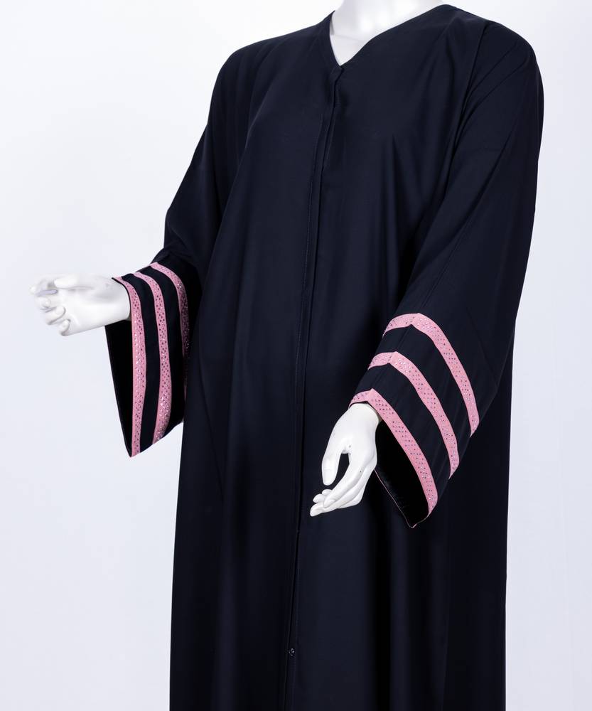 عباية مع طرحة كريستال مخطط موديل رقم 3657 (3)