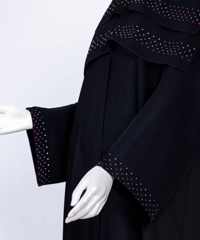 عباية مع طرحة كريستال ملون موديل رقم  3542  (1)