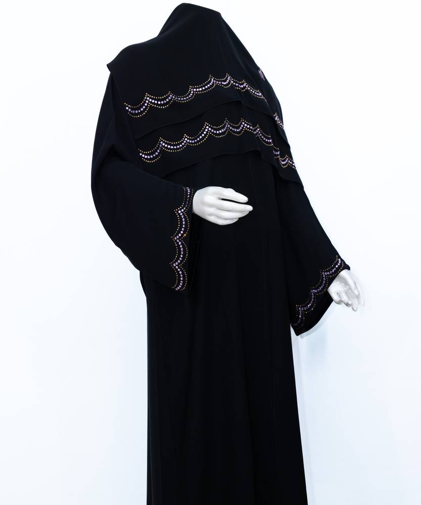 عباية مع طرحة فيستون موديل رقم 3677 (1)