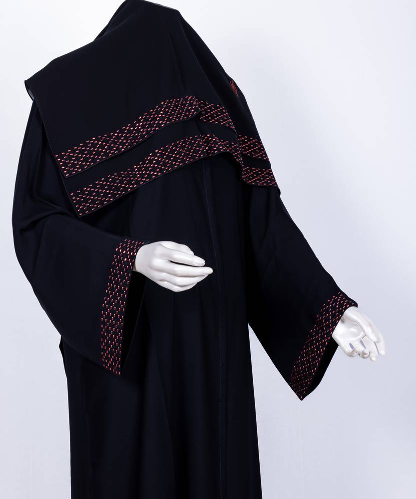 عباية مع طرحة معدن مستطيل موديل رقم  3633  (1)