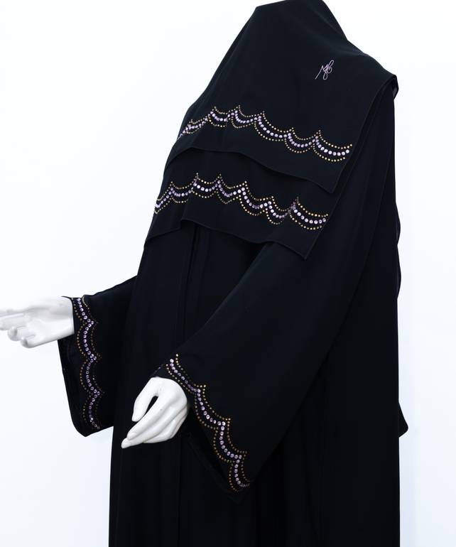 عباية مع طرحة فيستون موديل رقم 3677 (1)
