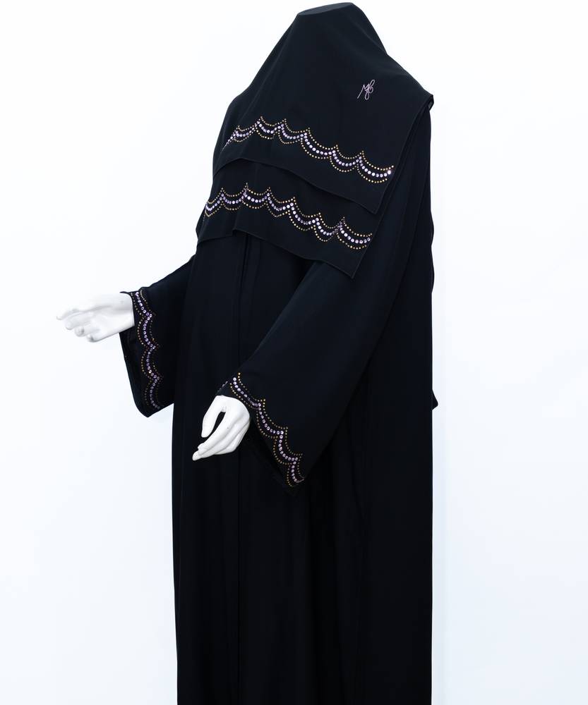 عباية مع طرحة فيستون موديل رقم 3677 (1)