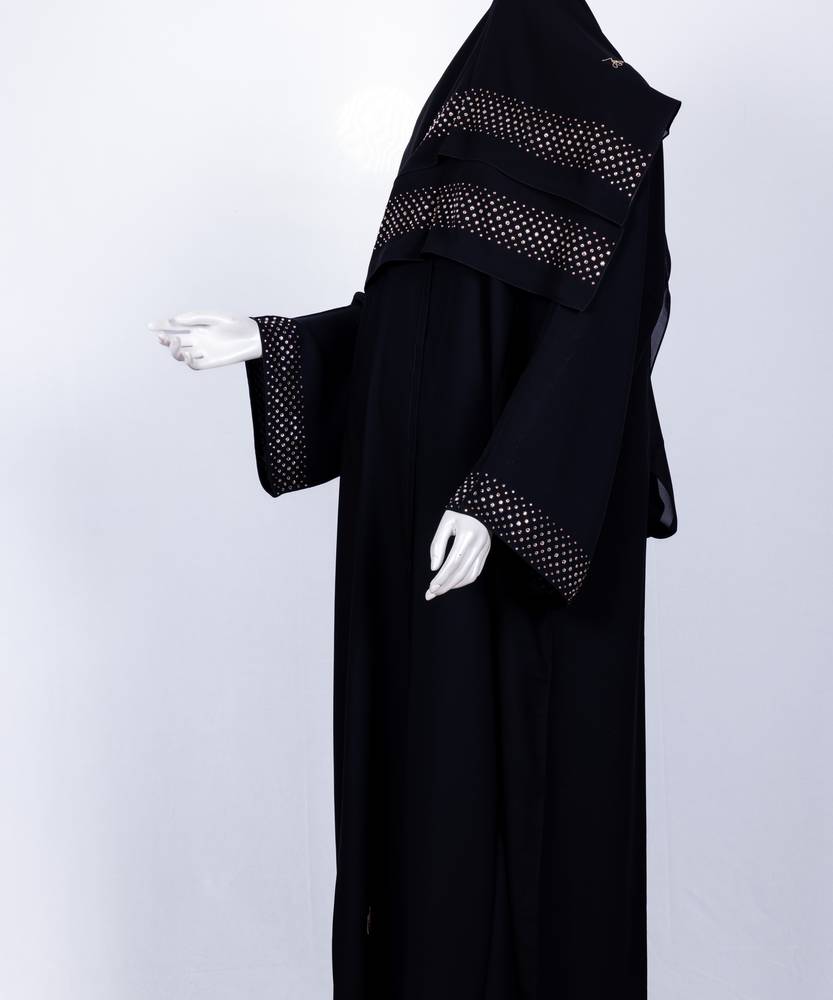 عباية مع طرحة سوداء  كريستال  (10)