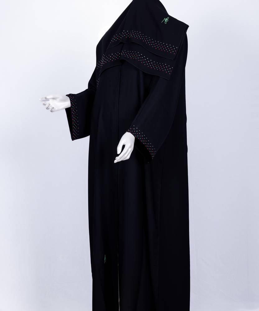 عباية مع طرحة كريستال ملون موديل رقم  3542  (1)