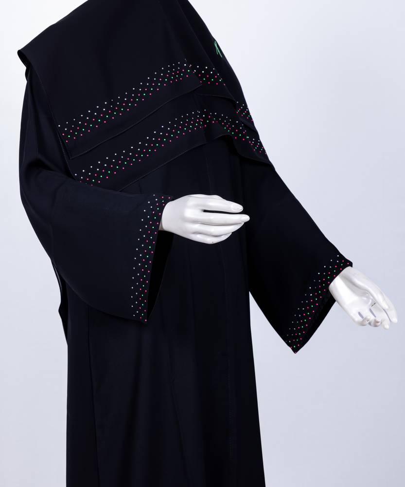 عباية مع طرحة كريستال ملون موديل رقم  3542  (1)