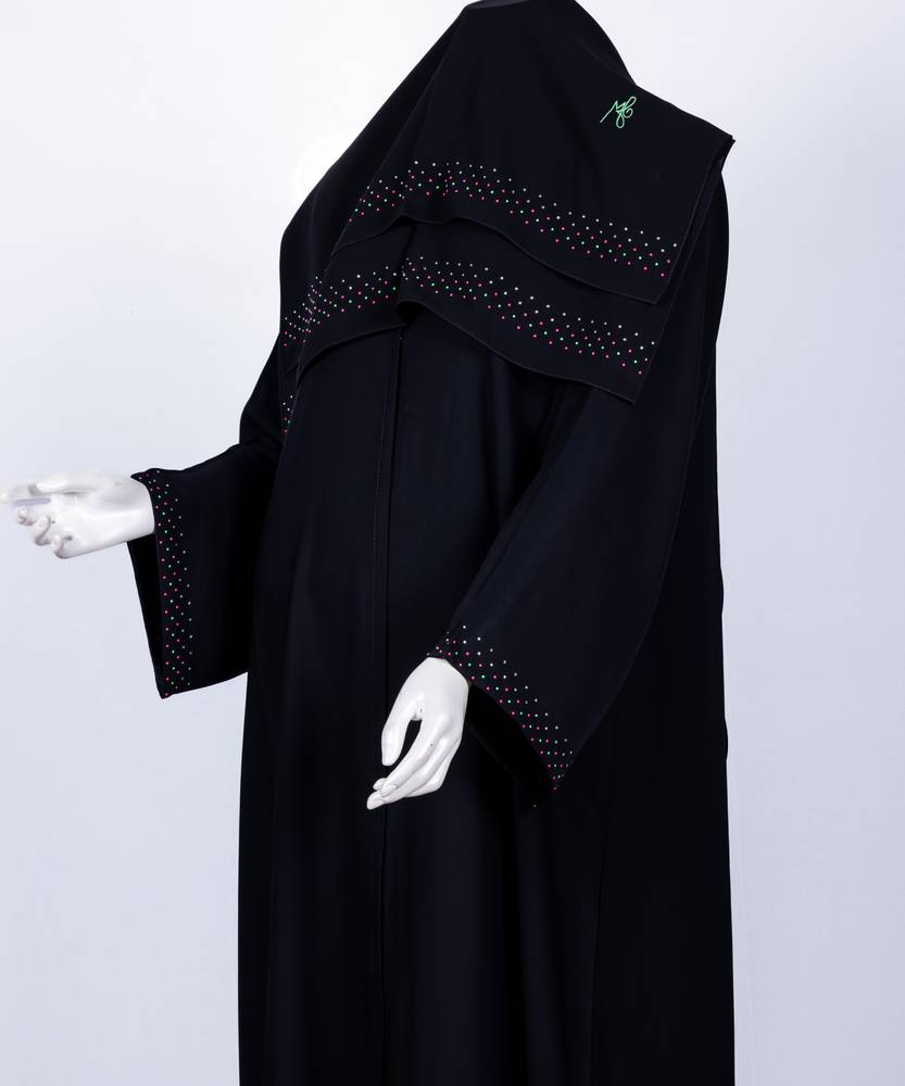 عباية مع طرحة كريستال ملون موديل رقم  3542  (1)