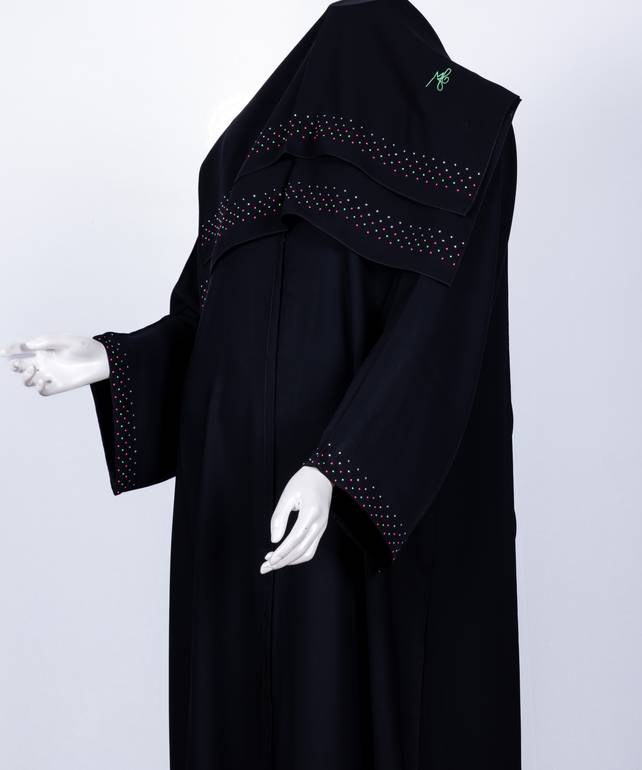 عباية مع طرحة كريستال ملون موديل رقم  3542  (1)