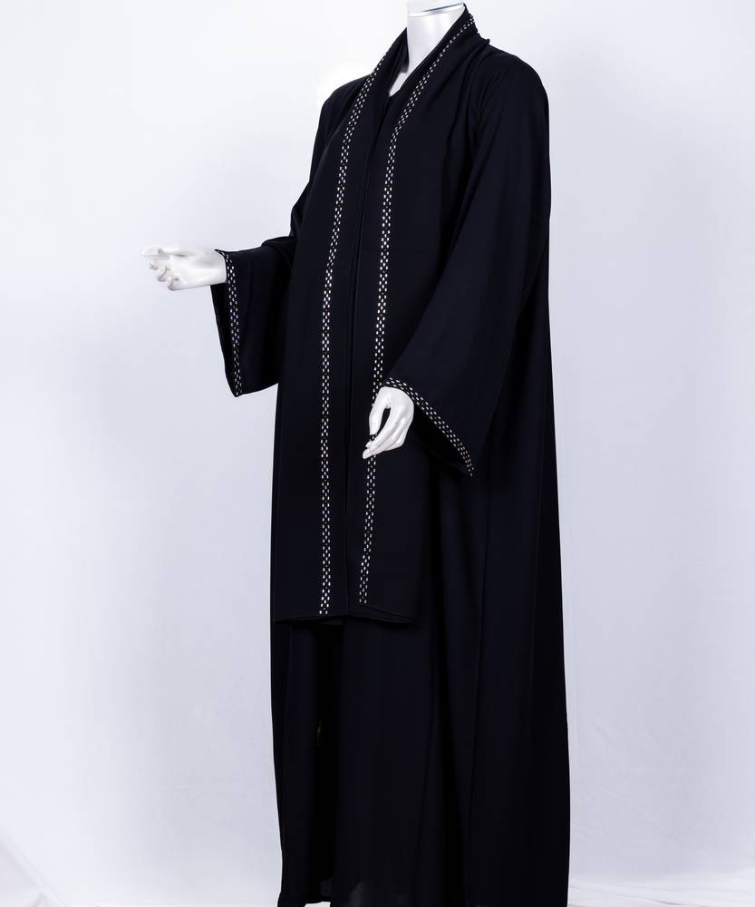 عباية مع طرحة معدن مستطيل موديل رقم  3645  (1)