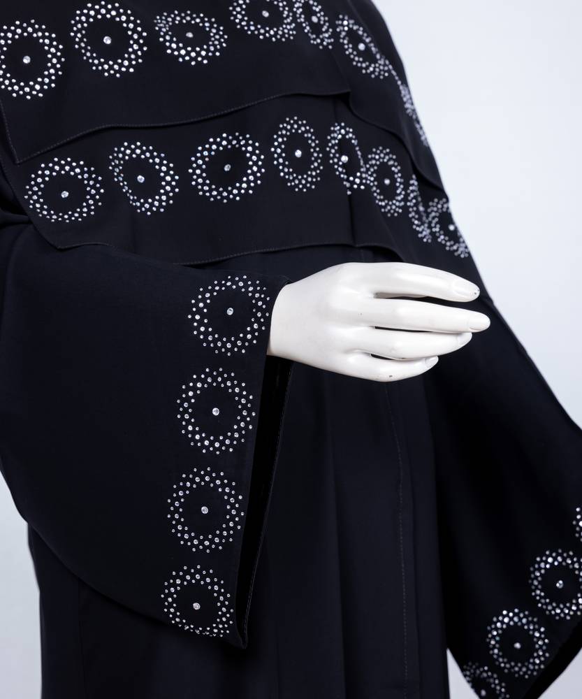  عباية مع طرحة كريستال دوائر موديل رقم 3642 (1)