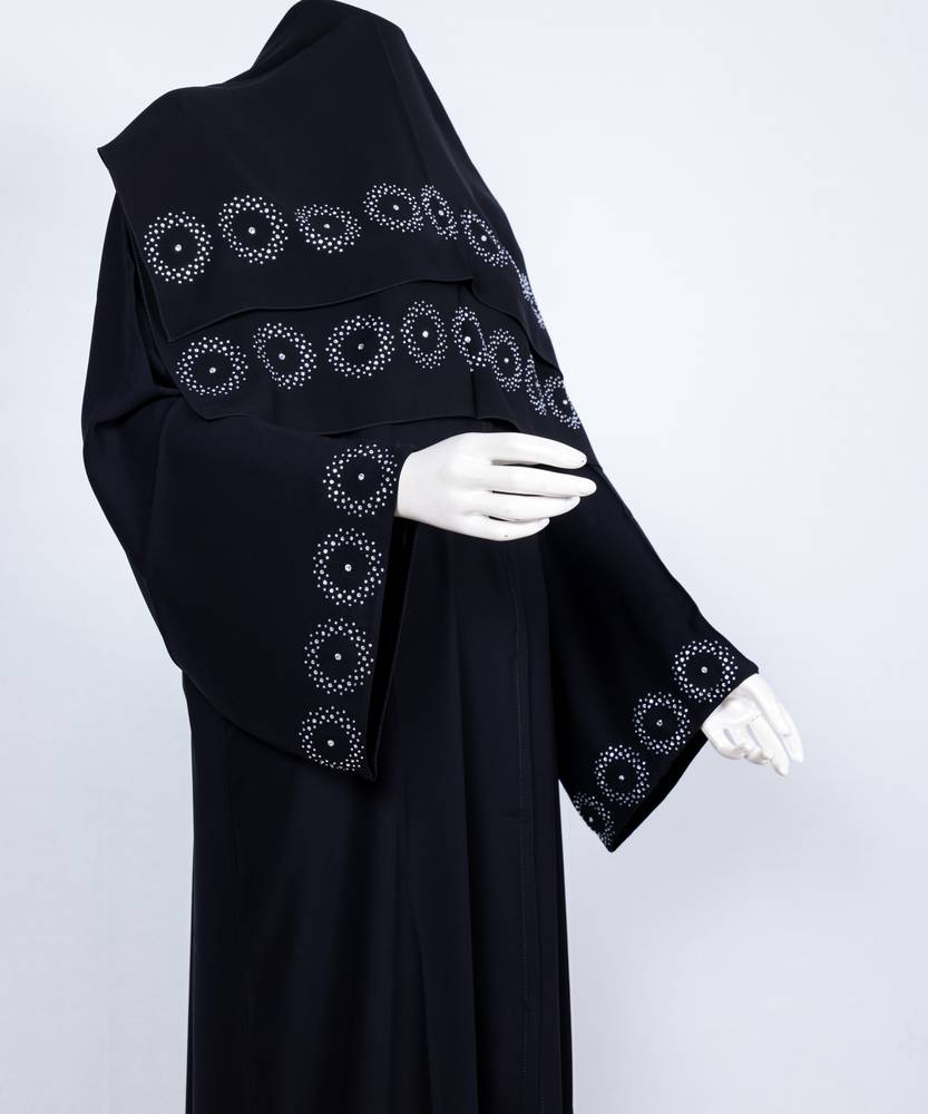 عباية مع طرحة كريستال دوائر موديل رقم 3642 (1)