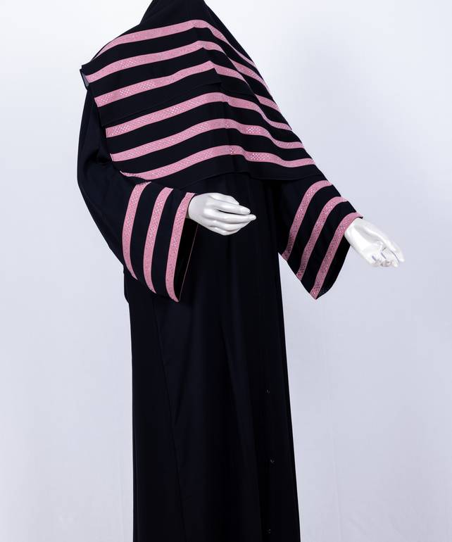 عباية مع طرحة كريستال مخطط موديل رقم 3657 (3)