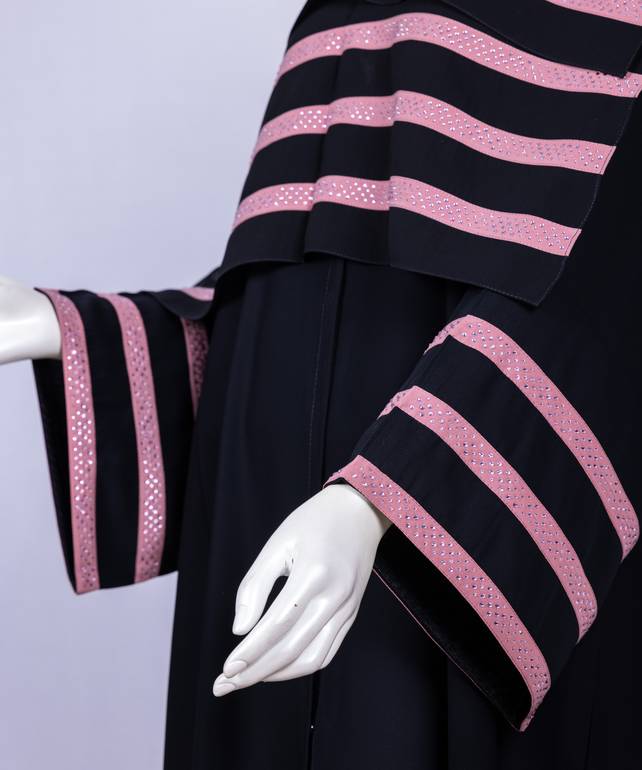 عباية مع طرحة كريستال مخطط موديل رقم 3657 (3)