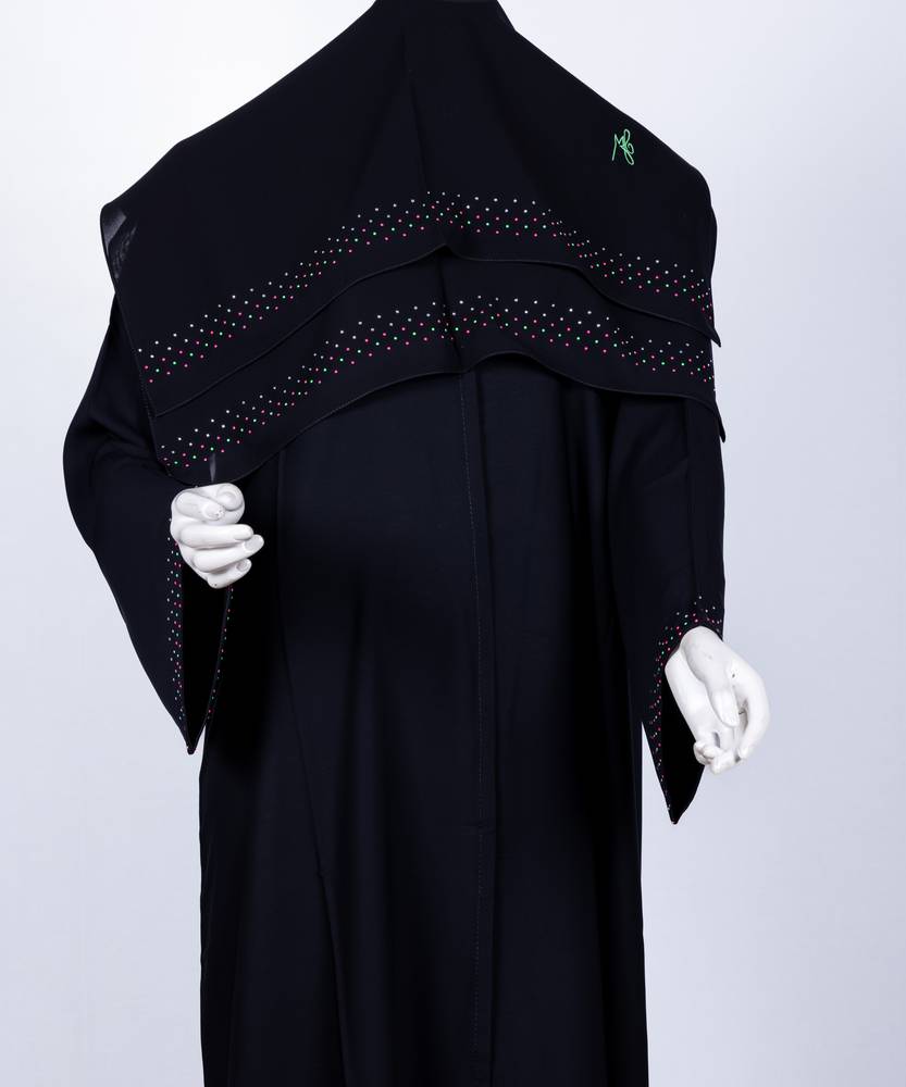 عباية مع طرحة كريستال ملون موديل رقم  3542  (1)
