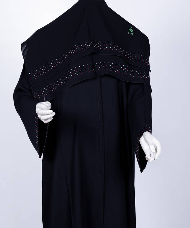 عباية مع طرحة كريستال ملون موديل رقم  3542  (1)