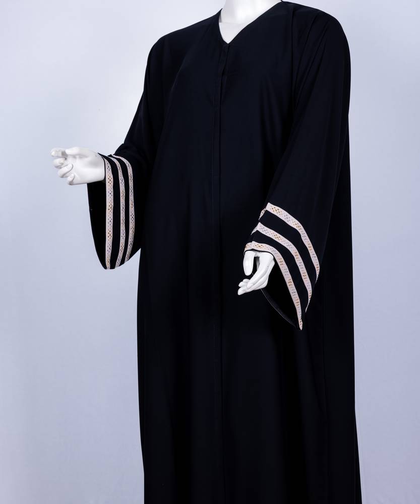 عباية مع طرحة معدن مستطيل مخطط موديل رقم 3511 (2)