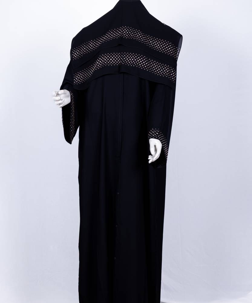 عباية مع طرحة سوداء  كريستال  (10)