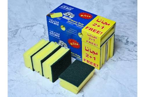 إسفنج غسيل الأطباق مغطى بطبقة من الفيبر العرض القوى (٦ قطعه +٣قطعة مجانا )