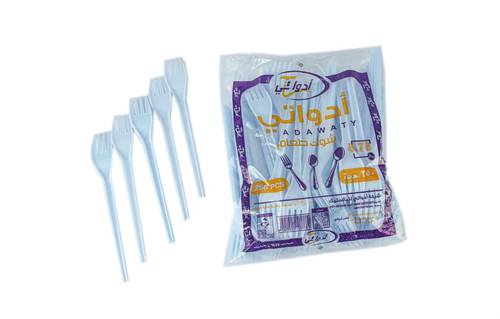 شوكة طعام بلاستيك لون شفاف كرتون (1000 حبه)تقريبا 