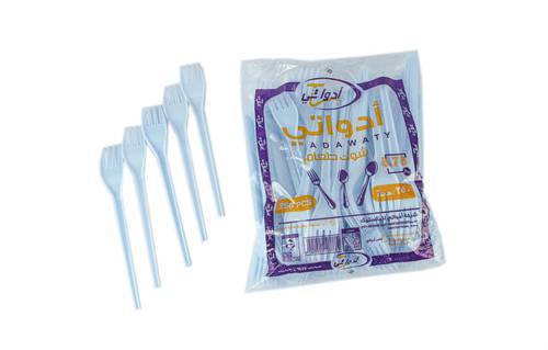 شوكة طعام بلاستيك لون شفاف عدد 150 حبه