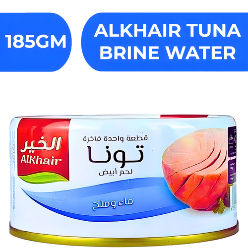 Alkhair Light Meat Tuna Brine Water  -  24X185GM