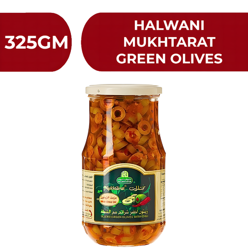 حلواني مختارات زيتون اخضر شرائح مع الشطة  -  12X325gm