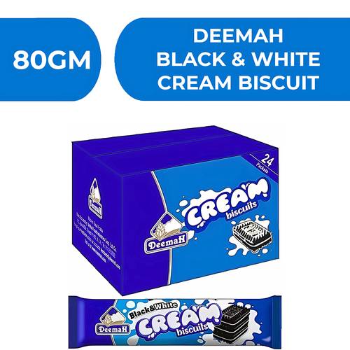 Deemah Black & White Cream Biscuit  -  24X80gm