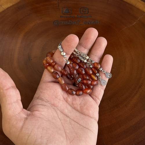حجر العقيق طبيعي بكركوش فضة عيار 925 من تصميمنا