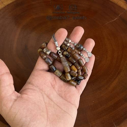 حجر العقيق طبيعي بكركوش فضة عيار 925 من تصميمنا