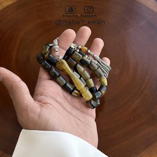 قرن جاموس ( خامة طبيعيه ) بفضة عيار 925 من تصميمنا