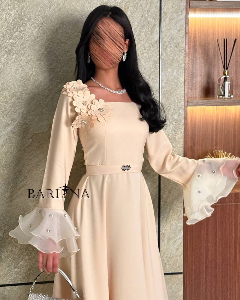 knee length dresses for ladies Daphne Long Sleeve Maxi Dress in Light Beige/White Floral