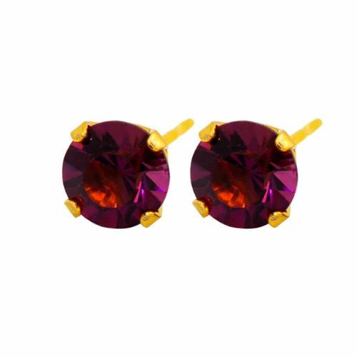 Elegant 5mm Yellow Gold Amethyst Earrings by Caflon Fashion
