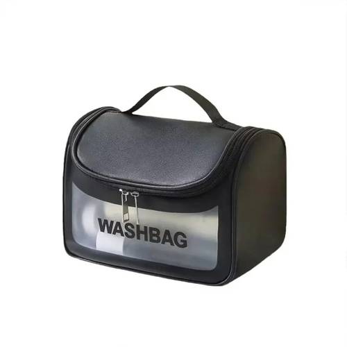Waterproof cosmetic bag, large - black