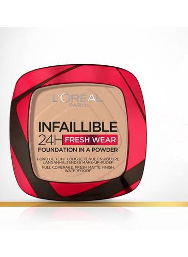 بودرة الأساس Infaillible 24H Fresh Wear Foundation in a Powder من لوريال باريس، بدرجة اللون 130 True Beige.