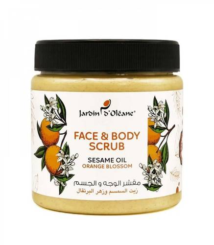 Jardin d'Oléane Face and Body Scrub with Sesame Oil and Orange Blossom 500ml