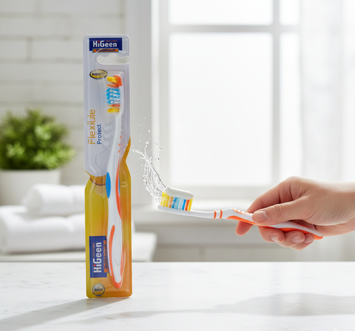 Higeen Tooth Brush Yellow Color- Flexible- Medium -6003