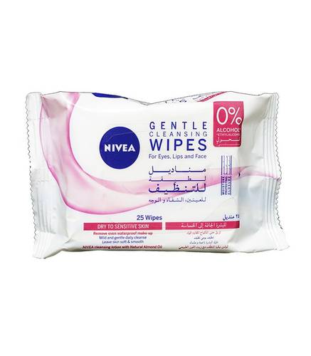 Nivea Gentle Cleansing Wipes For Sensitive To Dry Skin 25 Wipes