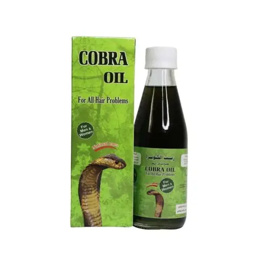 Cobra Oil 200 ml is a nourishing hair oil that helps strengthen hair from root to tip. It contains a blend of natural oils like castor oil, coconut oil, and sesame oil that work together to condition the hair and provide a healthy sheen.