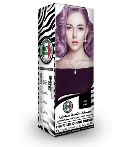 Permanent hair color with a vibrant lilac hue for eye-catching hair.