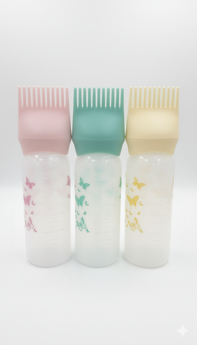 Hair dye and oil applicator bottle with comb (3 pieces)