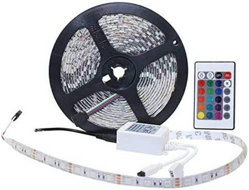 LED light strip 5m  multi-colored, with a remote control and a 12V power adapter