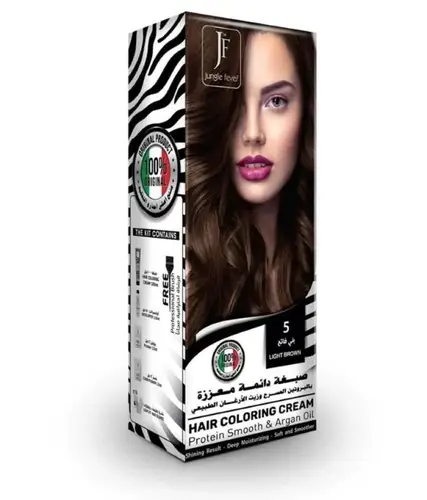 Permanent Hair Color Enhanced with Protein and Argan Oil 100ml by Janglee Fever - 5 Light Brown