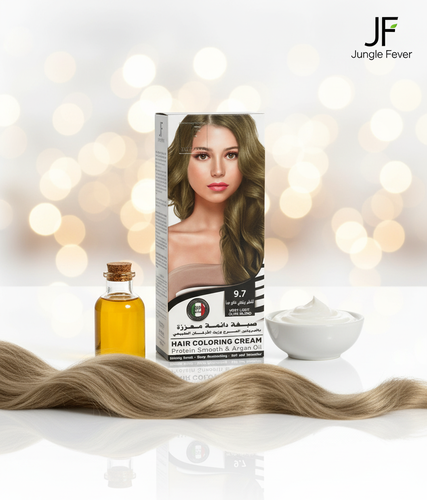 Permanent protein-enriched and argan oil hair color 100 ml from the Janquel Fever brand - 9.7 light olive blonde